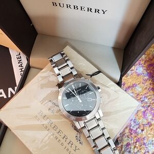 Authentic Burberry Black Dial Silver Bracelet Watch